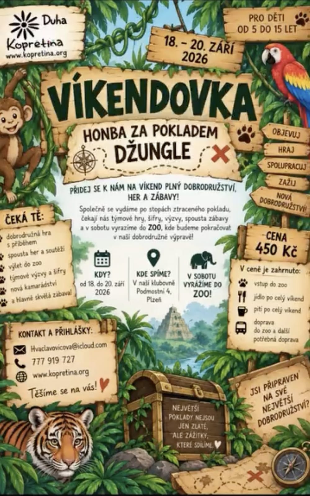 Leták – Víkendovka Honba za pokladem džungle